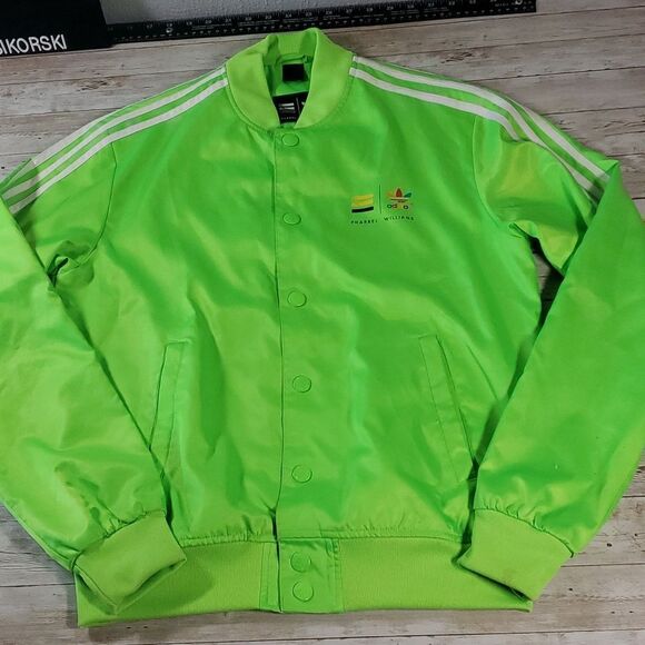 adidas Other - Adidas x Pharrell Williams Neon Green Bomber Track Top‎ Jacket Size Medium